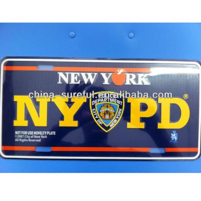 China New arrival design car vehicle model aluminum embossed decorative license plates for sale