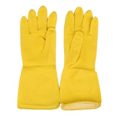 China Comfortable Hot Sale Natural Household Glove Printed Wave Cuff Immersion Latex Yellow Rubber Cleaning Gloves for sale