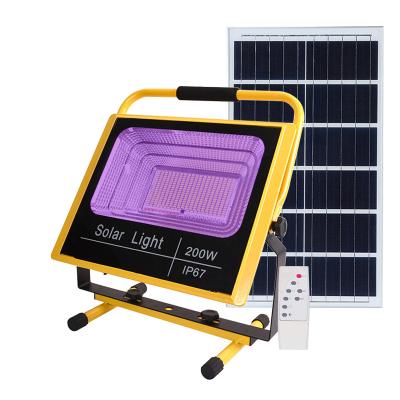 China Garden Glow Waterproof Portable Outdoor Party Flood Lamp Ultraviolet Chargeable Solar UV UV Flood Light IP66 LED Blacklight 60W 100W 200W for sale