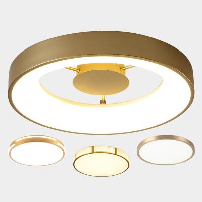 China Designer Gold Copper Acrylic Outdoor Mounted Ceiling Recessed Lamp For Living Room Bedroom Kitchen Corridor Dimmable LED Round Ceiling Light for sale