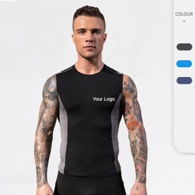 China Tank Tops Breathable Men's Muscle Tank Tops Quick Dry Sleeveless Workout Gym Travel Compression Vest Printed Sports Tank Tops for sale