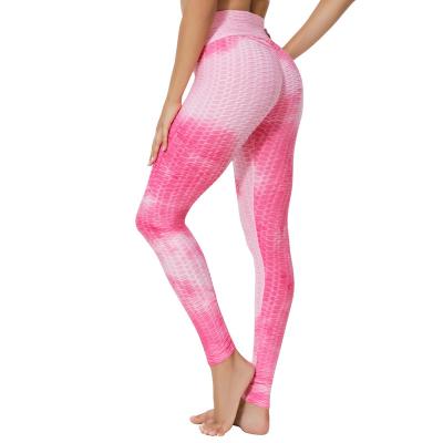 China Wholesale Price Breathable Women Butt Tummy Control Gym Fitness Ruched Stretchy Lift Up Workout Tie Dye Yoga Pants for sale