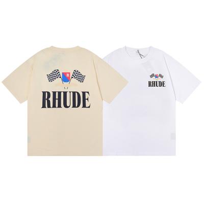 China Victory Flag Crown 2022ss RTS Rhude Anti-pilling Sports Men's Loose Running T-shirt Shirt Printed Oversized Tee High Quality Cotton for sale