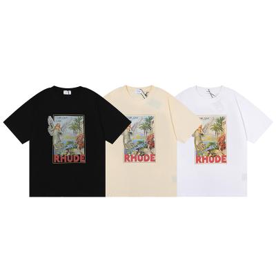 China Anti-pilling Wholesale High Quality RHUDE ANGEL With Gods Help HD Stain Factory 2022SS Printing TEE High Street Oversized Men's T-Shirt for sale