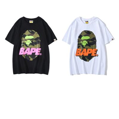 China Anti-pilling factory BAPE custom camouflage 100% cotton men's sports shirt t-shirt shark alphabet ape great ape printing tee for sale