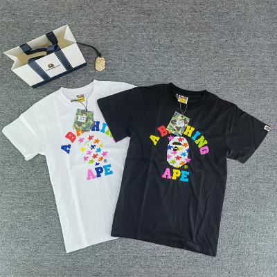 China New Design Anti-Pilling Factory Cotton Men's T-shirt 2022 Bape Monkey Print Letters Oversized Casual Shirts For Men's Tee for sale