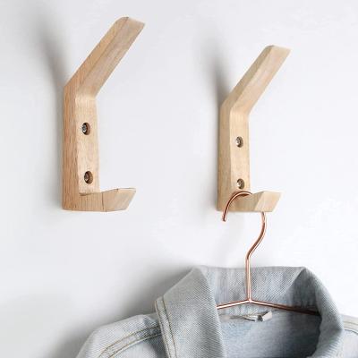 China Viable Wood Hooks Wall Mounted Coat Hook Hanger Decorative Wooden Hat Rack for sale