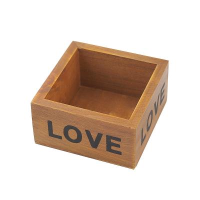 China Mini Modern Colorful Natural Wood Square Organizer Wooden Flower Box For Succulent Plants Home Decoration for sale