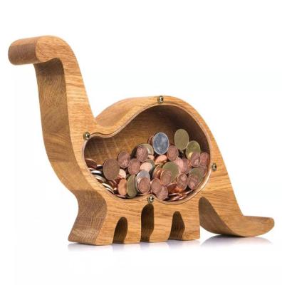 China Durable Creative Wooden Animal Shape Piggy Bank Personalized Office Home Decoration For Kids Gift for sale