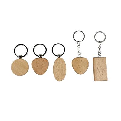 China Eco-Freindly LOGO Customized Exquisite Creative Multiple Pin Types Wooden Key Chain White Natural Color for sale