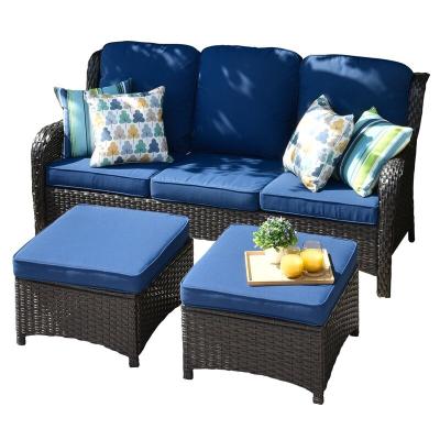 China Modern All Weather Luxury Wicker Rattan Rattan Sofa Set Outdoor Furniture for sale