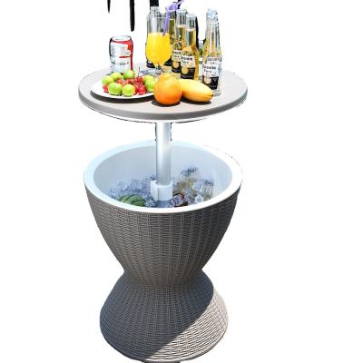 China Modern Outdoor Plastic Furniture Coffee Table With Cool Ice Bucket Lovely Bar for sale