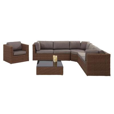 China Modern L Shape Outdoor Hotel Patio Rattan Wicker Furniture Sets Garden Furniture Rattan Sofa for sale