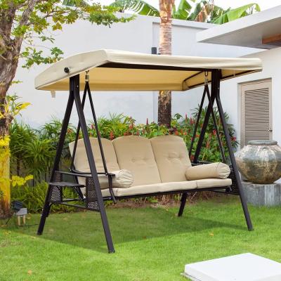 China 3 Seat Modern Adjustable Outdoor Garden Chair Swing Hanging Adult Chair with Canopy and Steel Frame for sale