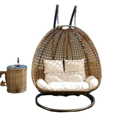 China High Quality Modern Metal Frame Egg Chair Cheap Outdoor Patio Hanging Double Hanging Wicker Chair Double for sale