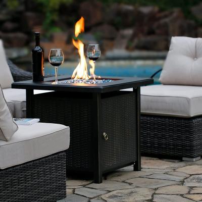 China Modern Propane Firepit, Fire Pit Patio Furniture Table Gas FirePit Table Top 28Inch Steel With Cover Outdoor Furniture for sale