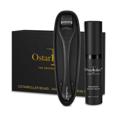 China Anti-Puffiness OEM Beard Growth Softens Strengthens Beards And Whiskers Beard Oil Set Men Growth Kit 0.3mm Derma Roller 30ml for sale