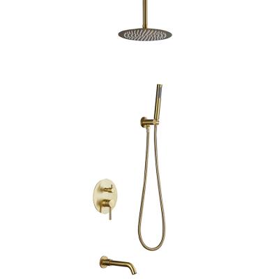 China With Slide Bar Wall Mounted Shower New 2021 Mixer Set Gold Concealed Ceiling Bathroom Shower Faucet Shower Set for sale