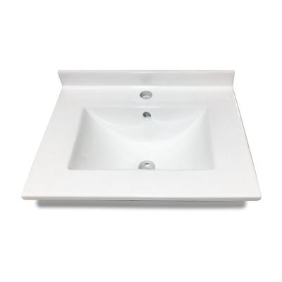 China Modern Retangular Shape White Porcelain Countertop Bathroom Vanity Sink for sale