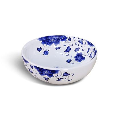 China Contemporary Wholesales Home Decor Flower Painted Art Wash Basin Ceramic Bathroom Sink Countertop for sale