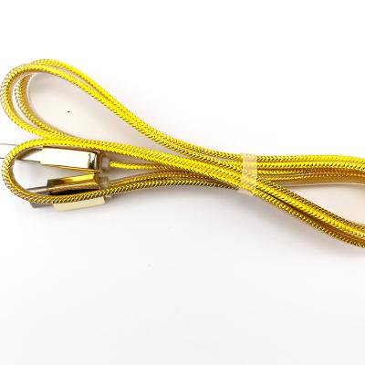 China Special Designed USB Fast Charging Cable 2022 Gold Flat Rope Flat Cable 2022 Gold Jacket USB Tipo C for sale