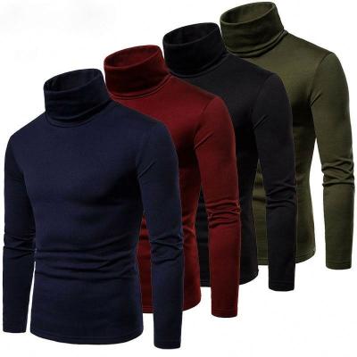 China Pullover Fashion Men's Casual Slim Fit Basic Turtle Neck Knitted Sweater High Collar Pullover Male Double Collar Autumn Winter Tops for sale