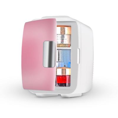 China 4L Retro Portable Pink Makeup Skin Care Fridge Mini Fridge For Room for sale