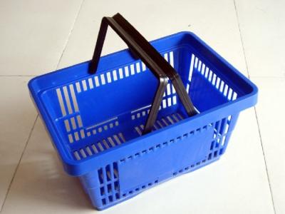 China Easily Portable Supermarket Shopping Basket Blue Color Stackable Space Saving for sale