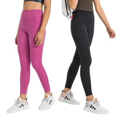 China New Breathable High Waisted Big Butt Yoga Pants Solid Naked Feeling Quick Dry Gym Running Black Yoga Leggings for sale