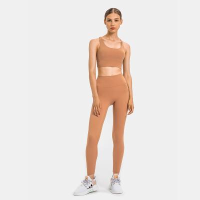 China Breathable New Arrive Sportswear Sexy Fitness Sweat Suit Gym Yoga Sets Fitness Leggings Custom Two Piece Seamless For Women Nylon Spandex for sale