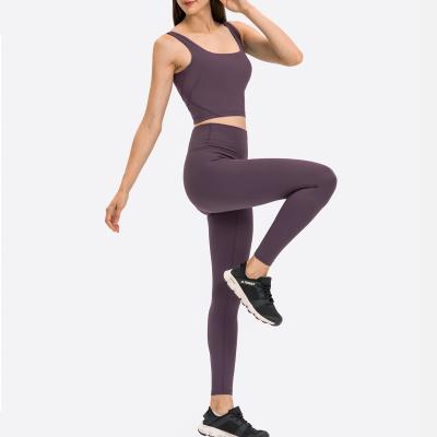 China OEM Gym Sportswear Fitness Breathable Seamless Set Firm Yoga Nylon High Support Lifting Women Sports Bra And Leggings Two Piece Sets for sale