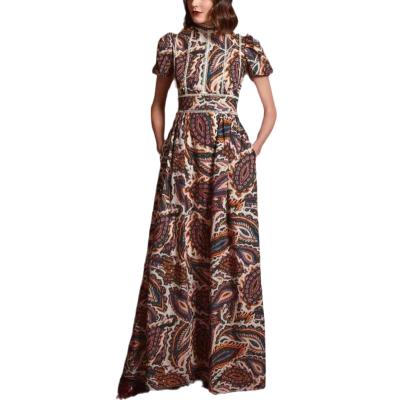 China Women's Empire Beading Printed Elegant Maxi Formal Dresses 2021 Dress Anti-Static Dress Even for sale