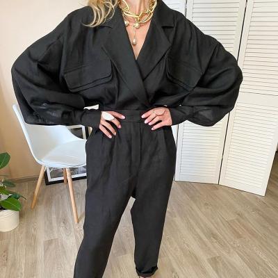 China INS QUICK DRY Hot Selling Loose Fashion Jacket Canvas Clothing 2 Pc Long Pants Suits Canvas Womens Two Piece Set For Women Office Wear for sale