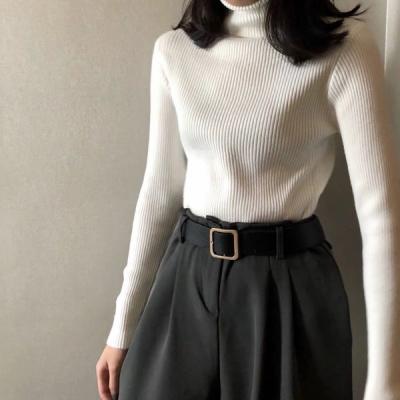 China 2021 Women Sweater Ropa Invierno Breathable Thin Neck Sweater Full Top Sheathed Women Winter Knitted Top Sweater for sale