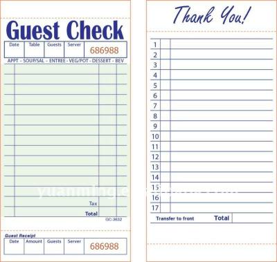 China Good Blank Invoice Book Design Paper Restaurant Guest Checkbook for sale