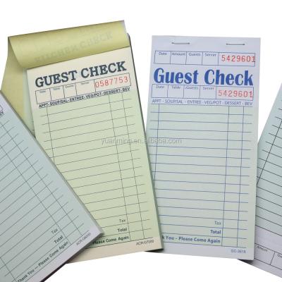 China Classic Duplicate Guest Check Register Book Bill Check Carbonless Pads for Restaurant and Hotel 85*170mm for sale