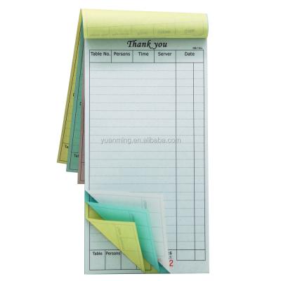 China Good Looking NCR Paper Vivid Ink Carbonless NCR Register Server Pads Guest Checkout With Shape Printing for sale