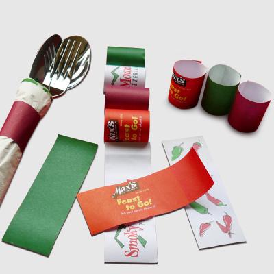 China 80gsm Bond Paper Printing Designs Bond Paper Napkin Strip With Thin Glue Sticky Strip For Restaurant for sale