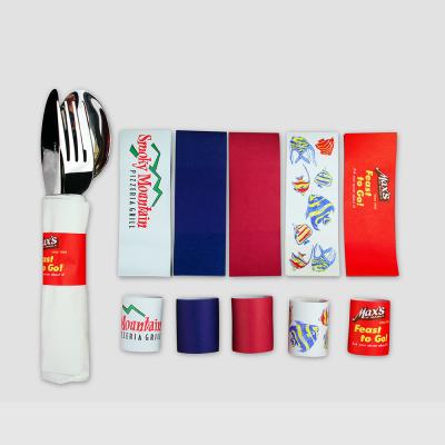 China Wrap Flatware Customized Printing Paper Towel Band Ring For Restaurant Tableware for sale