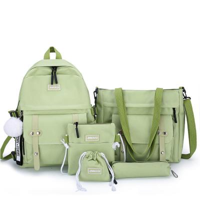 China Waterproof INS Korean Style 5 Pieces Set For Girl School Bag Student Backpack College Student Backpack for sale