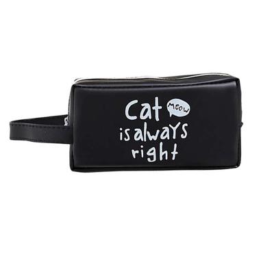 China Multi-function Neceser De Viaje Organizador Maquillaje Cartoon Cat Large Capacity Portable Letter Printed Make Up Bag Silicone Cosmetic Bag for sale