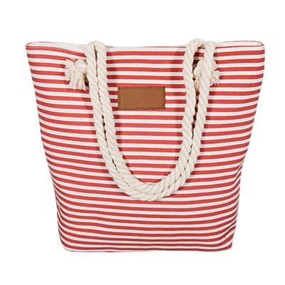 China Fashoion 2021 women's summer fashion striped large capacity canvas bag women's shoulder beach bag portable tote for sale