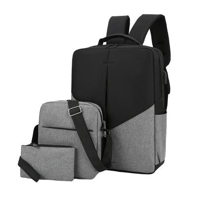 China With Laptop-USB backpack new business with USB interface backpack three-piece large capacity school bag for sale