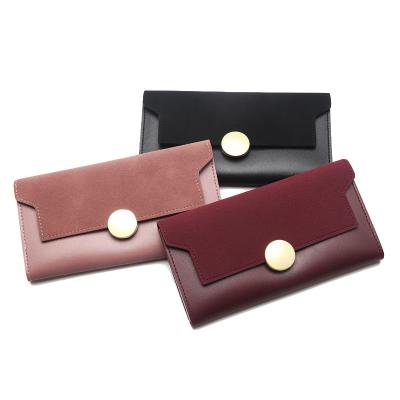 China None New Simple Ladies Long Frosted Multi-Card Leather Large Capacity Slot PU Wallet Flash Purse for sale