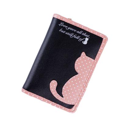 China Cute Cat Dot Student Zipper Wallet Dasual Colored Korean Style Women's Short Wallets Hit Card Holder Anti-theft for sale