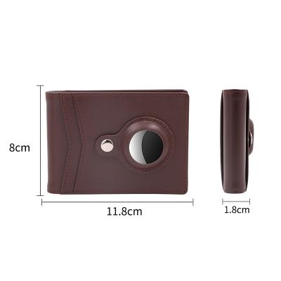 China New Slim Bi-fold Shockproof Men's Leather Card Holder For Airtag Purse Leather Wallet for sale