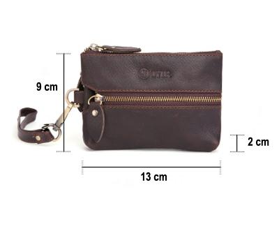 China Women Multi-Function Zipper Men's Genuine Leather Zipper Car Key Holder Organizer Car Key Wallet for sale