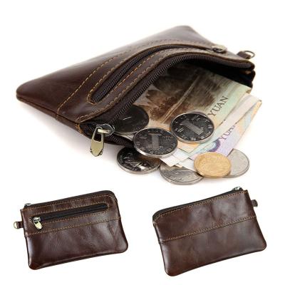 China Wholesale Luxury Genuine Leather Coin Purse Vintage Coin Pocket Wallets Money Waterproof Minimalist Men Women for sale