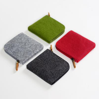 China Wholesale Chic Women's Feminine Feminine Pure Zipper Square Colors Wallet Felt Pocket Money Bag Coin Purse High Quality for sale