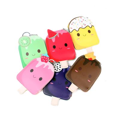 China Popular Bag 2021 Ice Cream Coin Purse Main Zipper Mini Wallets Girls PU Leather Coin Purse High Quality New for sale